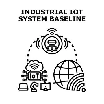 Industrial iot system baseline connecting smart manufacturing Stock Illustration