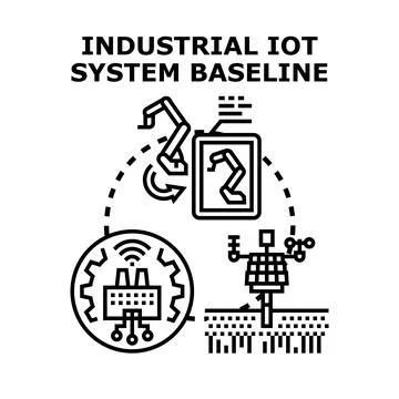 Industrial iot system baseline connecting factories and smart devices Stock Illustration