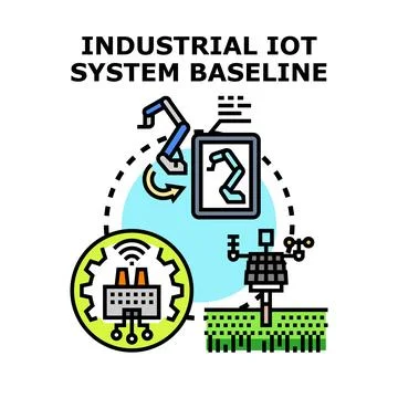 Industrial iot system baseline connecting factories and smart devices Stock Illustration