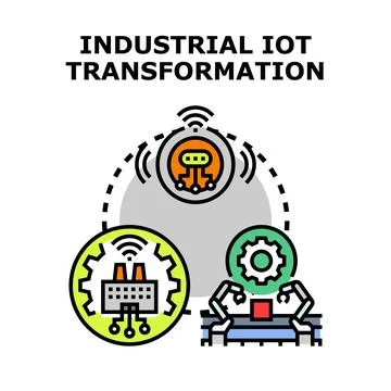 Industrial iot transformation concept representing factory digitalization Stock Illustration