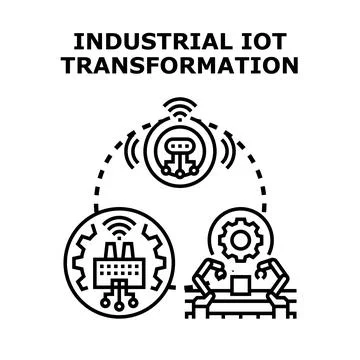 Industrial iot transformation concept representing factory digitalization Stock Illustration