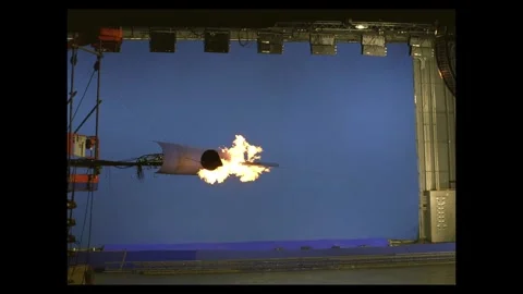 Industrial Jet Flame Thrust Compositing Element On Blue Screen Stock Footage 335914182