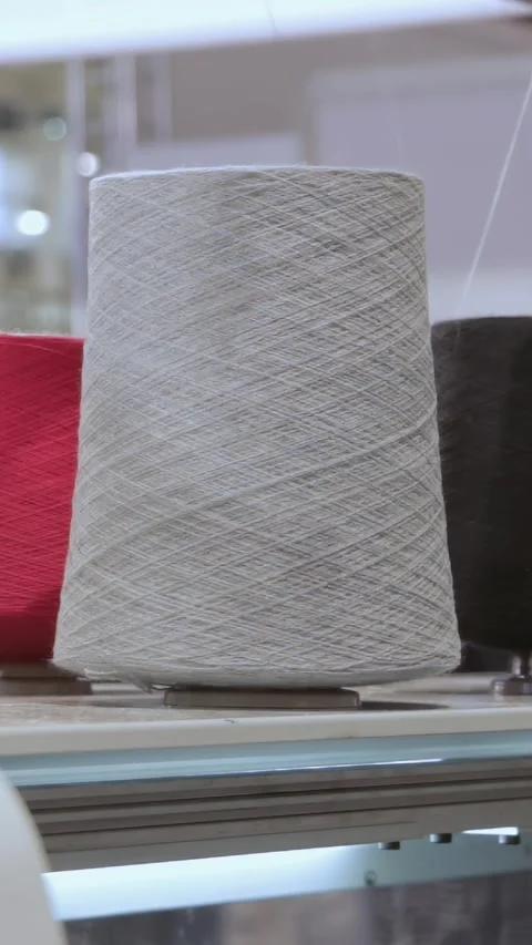 Industrial Knitting Machine Gracefully Spinning Colorful Threads Today 스톡 동영상 344618301