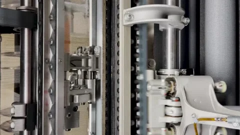 Industrial knitting machine for knitting textile fabrics Stock Footage 237955572