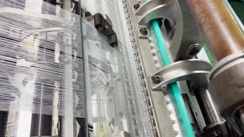 Industrial knitting machine for knitting textile fabrics Stock Footage 238026000