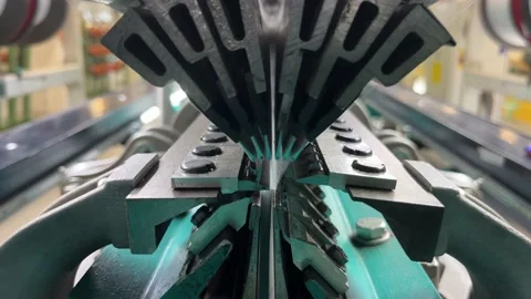 Industrial knitting machine for knitting textile fabrics Stock Footage 239578191
