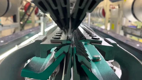 Industrial knitting machine for knitting textile fabrics Stock Footage 239578325