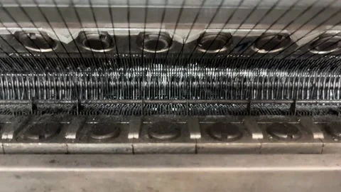 Industrial knitting machine for knitting textile fabrics Stock Footage 239682271