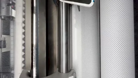 Industrial knitting machine for knitting textile fabrics Stock Footage 239683349