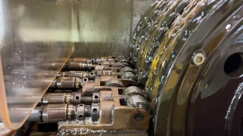 Industrial knitting machine for knitting textile fabrics Stock Footage 240118886