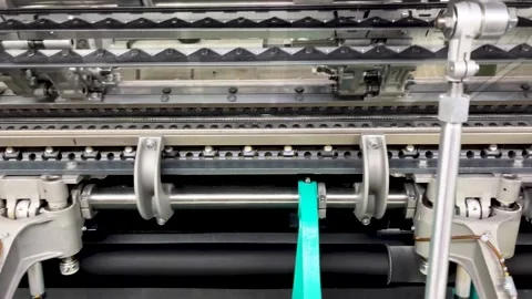 Industrial knitting machine for knitting textile fabrics Stock Footage 240121308