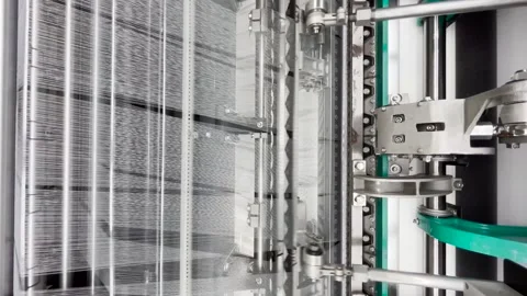 Industrial knitting machine for knitting textile fabrics Stock Footage 240129140