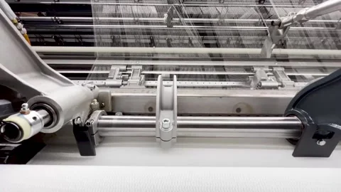 Industrial knitting machine for knitting textile fabrics Stock Footage 240129654