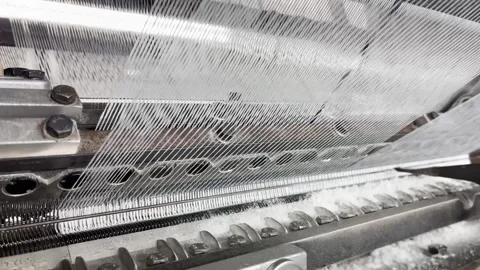 Industrial knitting machine for knitting textile fabrics Stock Footage 251651342