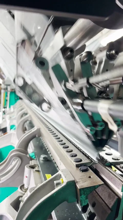 Industrial knitting machine for knitting textile fabrics Stock Footage 251832565