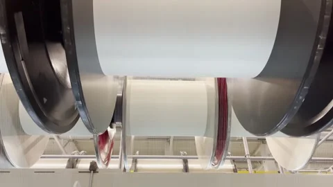 Industrial knitting machine for knitting textile fabrics Stock Footage 251833385