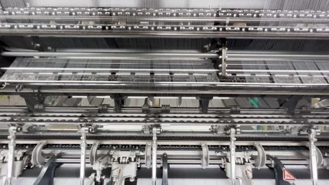 Industrial knitting machine for knitting textile fabrics Stock Footage 251946485