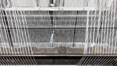 Industrial knitting machine for knitting textile fabrics Stock Footage 252000273