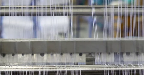Industrial knitting machine producing cotton yarn Stock Footage 79136536