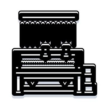Industrial knitting machine producing textile fabric in factory Stockillustratie