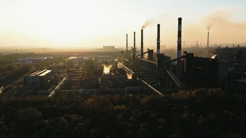 Industrial landscape with heavy pollution Stock Footage 101965253