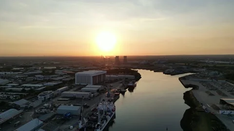 Industrial Landscape River Tees Middlesbrough Stock Footage 221796111