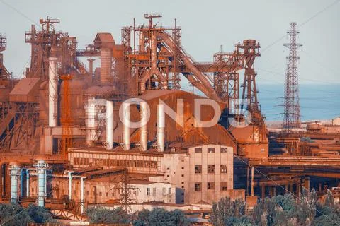 Industrial Landscape. Steel Factory. Heavy Industry In Europe