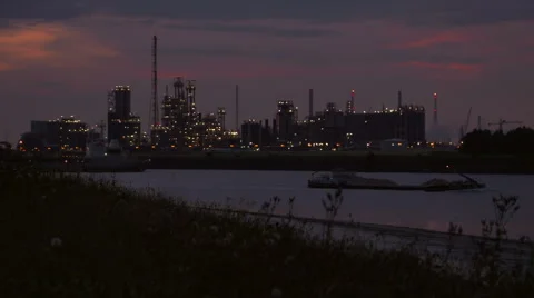 Industrial landscape at sunset Stockbeeldmateriaal 51671756