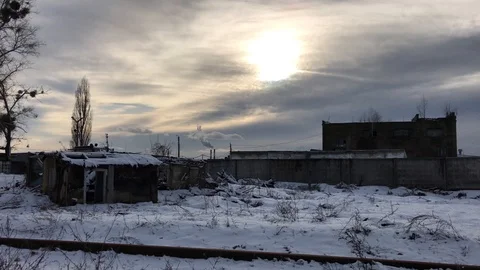 Industrial landscape in winter Stock Footage 106115887