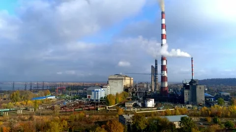 Industrial landscape, workforce manufacturing atomic Stock Footage 320789069