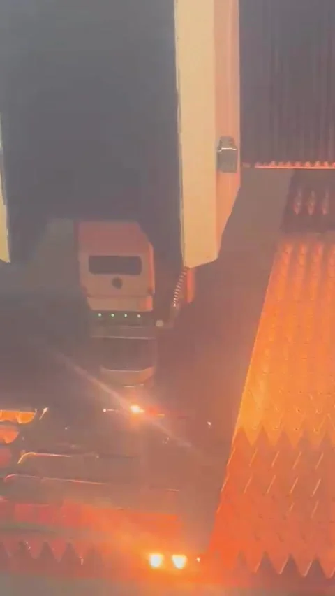 Industrial Laser Cutting Process of Metal Sheet Stock Footage 336979472