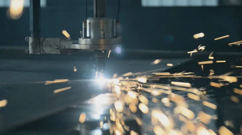 Industrial Laser cutting processing manufacture technology of flat sheet metal Stock Footage 57513220