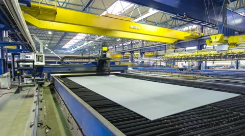 Industrial Laser cutting processing manufacture technology of flat sheet metal Stock Footage 64102688
