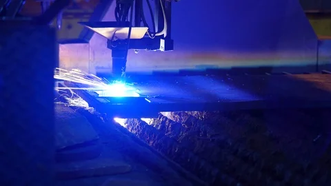 Industrial Laser cutting processing manufacture technology of flat sheet metal s Video stock 126947477
