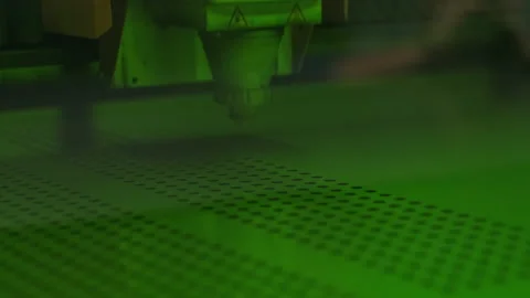 Industrial Laser cutting processing manufacture technology of flat sheet metal Stock Footage 150474193