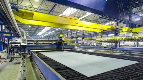 Industrial Laser cutting processing timelapse hyperlapse manufacture technolo Stock Photos