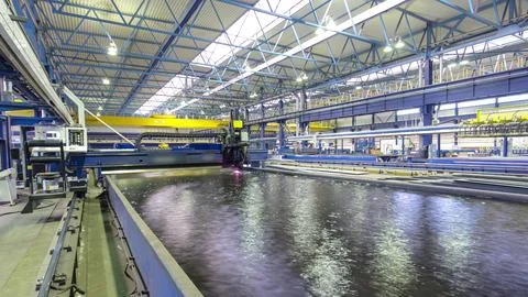 Industrial Laser cutting processing timelapse hyperlapse manufacture technolo Stock Photos