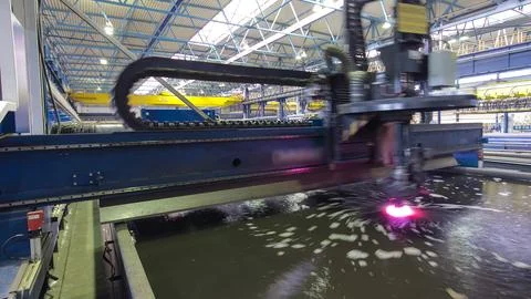 Industrial Laser cutting processing timelapse hyperlapse manufacture technolo Stock Photos