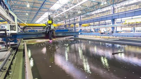 Industrial Laser cutting processing timelapse hyperlapse manufacture technolo 스톡 사진