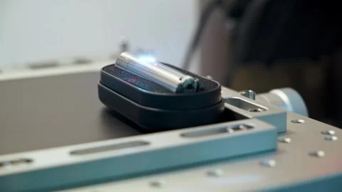 Industrial laser engraving is used for precise processing of metal parts on a Vídeo Stock 276501764