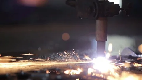 Industrial laser or plasma cutting processing Video stock 80205386