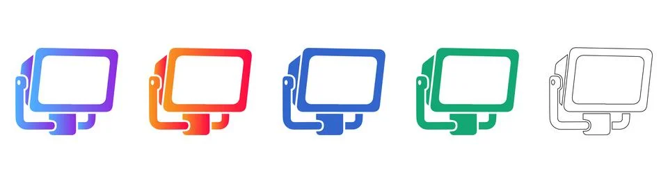 Industrial LED Floodlight Vector Icon Set Stock Illustration