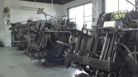 Industrial letterpress machine operating Stock Footage 160519600