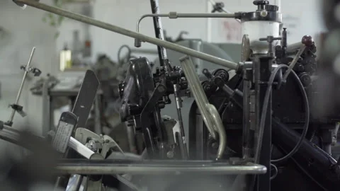 Industrial letterpress machine operating Stock Footage 160519914