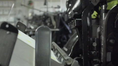 Industrial letterpress machine operating Stock Footage 160519932