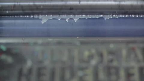 Industrial letterpress machine operating with liquid in shot Video stock 160520869