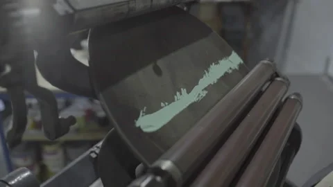 Industrial letterpress machine operating with paint Stock Footage 160521756