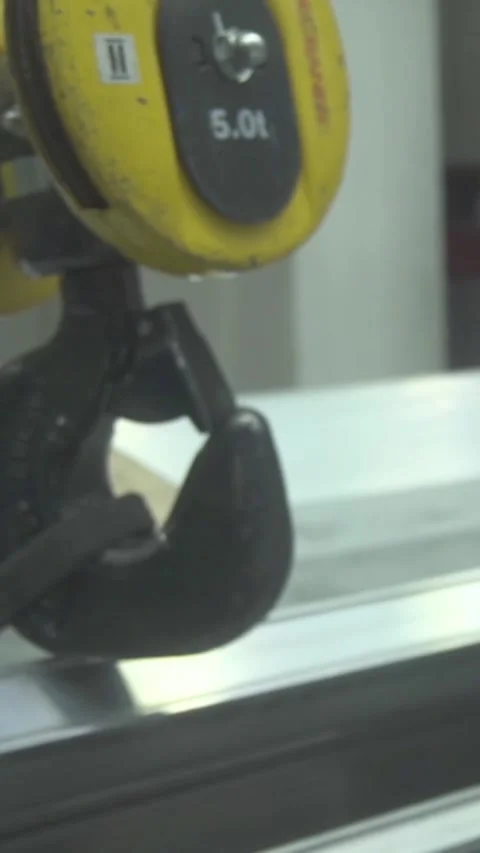 Industrial Lifting Hook Close Up for Heavy Metal Structures at Construction Site Stock Footage 333761308