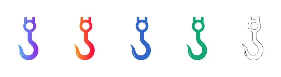 Industrial Lifting Hook Icon Set Ilustración de archivo