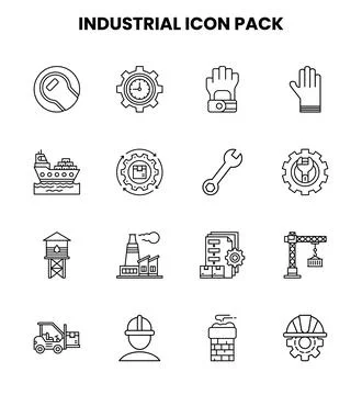 Industrial Line Icons Pack Stock Illustration